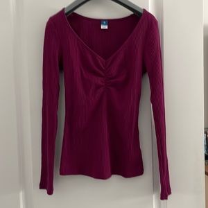 Ribbed sweetheart neckline top